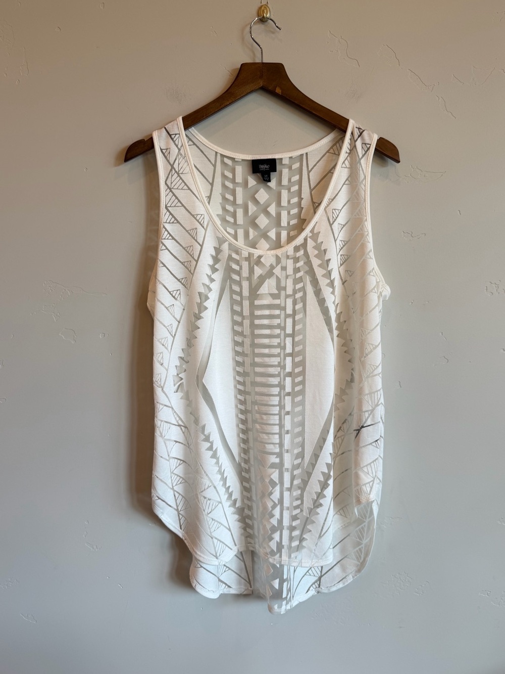MOSSIMO Target Creamy White Sheer Geometric Design Swimsuit Cover Or Tank Top